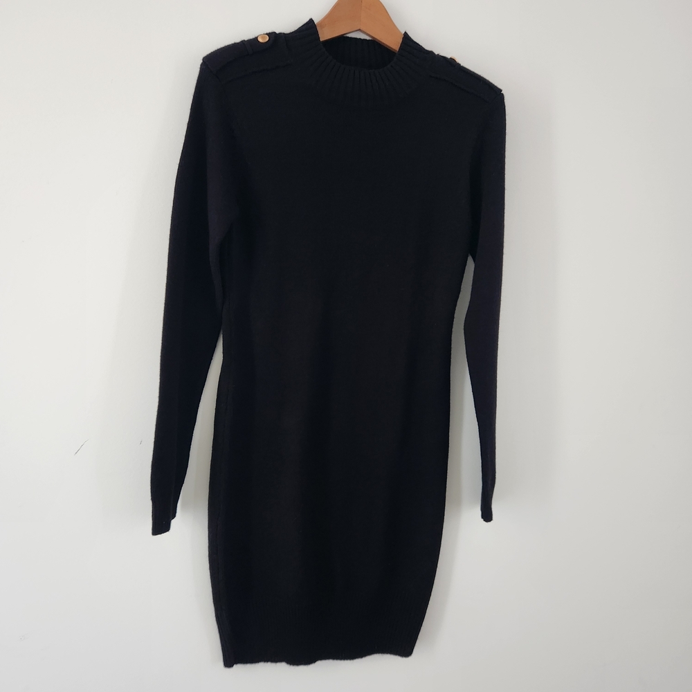 Brave Soul Black Long Sleeve Sweater  Dress, Sz Small